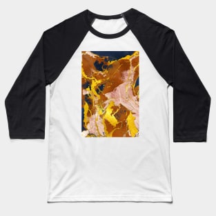 Golden Navy Abstract Shapes 1 Baseball T-Shirt